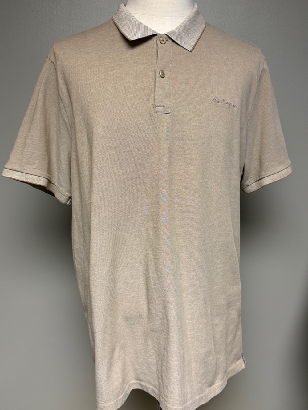 Ben Sherman Beige Polo Shirt XXL Cotton Blend Classic Fit